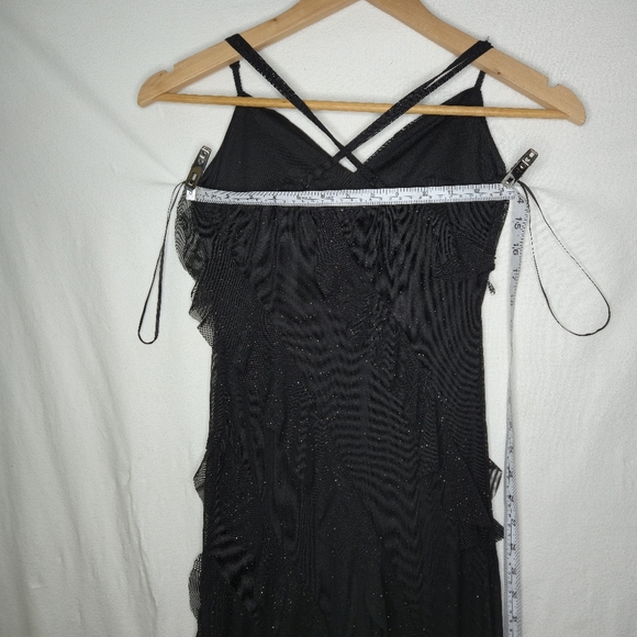 Ladies Long Shimmer Side Slit Spaghetti Strap Dress Size Small - Picture 3 of 9